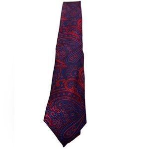 Burma Bibas mens wearhouse red navy paisley 100% silk length 29 inches